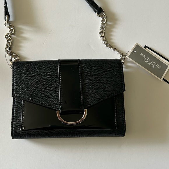 Nine West Pretty Little Things Black Faux Leather shoulder Cross Body bag Purse - Picture 2 of 15